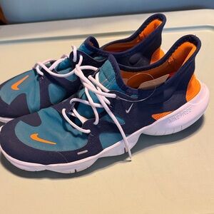 Nike Free Run Sneakers - Teal and Orange
